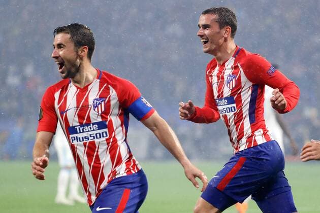 Lyon France 16 05 2018 UEFA Europa League 2017 18 Season Final Olympique Marseille Atlético Madrid Antoine Griezmann Atlético Madrid celebrates after scoring for his 0 2 DeFodi523