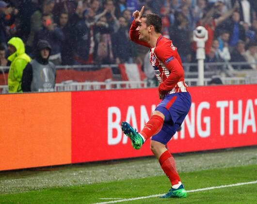 Lyon France 16 05 2018 UEFA Europa League 2017 18 Season Final Olympique Marseille Atlético Madrid Antoine Griezmann Atlético Madrid celebrates after scoring for his 0 2 DeFodi523