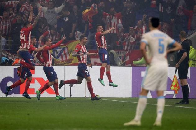 Olympique de Marseille v Atletico Madrid UEFA Europa League Fina Antoine Griezmann of Atletico Madrid celebrates scoring his sides 2nd goal during the UEFA Europa League Final match at Stade de Lyons, Lyons Content Not Available For UK Newspapers Copyright: xPaulxChestertonx FIL-11807-0224
