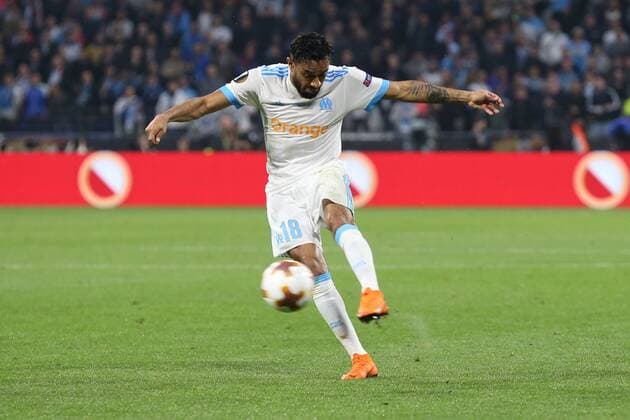 Olympique de Marseille v Atletico Madrid UEFA Europa League Fina Jordan Amavi of Marseille has a shot on goal during the UEFA Europa League Final match at Stade de Lyons, Lyons Content Not Available For UK Newspapers Copyright: xPaulxChestertonx FIL-11807-0264