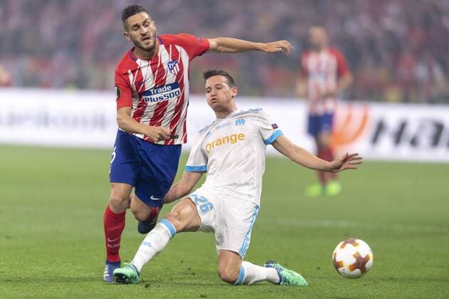 Florian Tristan Mariano Thauvin of Olympique de Marseille and Koke Jorge Resurreccion Merodio of Atletico de Madrid during the Uefa Europa League Final ,match between Olympique de Marseille 0-3 Atletico de Madrid at Stade de Lyon on May 16, 2018 in Lyon , Italy. Noxthirdxpartyxsales  (78298184)