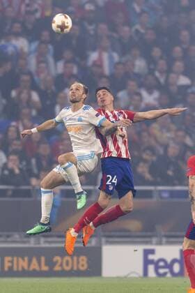 Valere Germain of Olympique de Marseille and Jose Maria Gimenez de Vargas of Atletico de Madrid during the Uefa Europa League Final ,match between Olympique de Marseille 0-3 Atletico de Madrid at Stade de Lyon on May 16, 2018 in Lyon , Italy. Noxthirdxpartyxsales  (78298230)