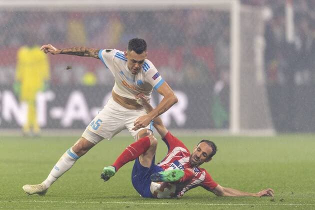 Lucas Ariel Ocampos of Olympique de Marseille and Juanfran Francisco Torres Belen of Atletico de Madrid during the Uefa Europa League Final ,match between Olympique de Marseille 0-3 Atletico de Madrid at Stade de Lyon on May 16, 2018 in Lyon , Italy. Noxthirdxpartyxsales  (78298235)