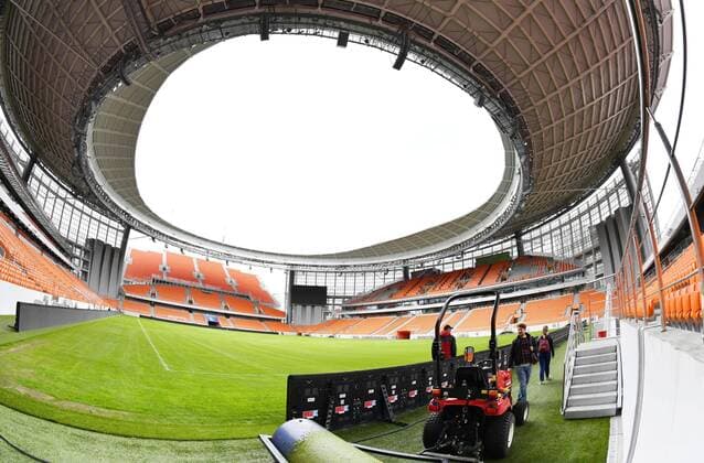 Football: Run-up to Russia World Cup Photo taken May 8, 2018, shows Ekaterinburg Arena in the Russian city, one of the venues of the World Cup finals. 