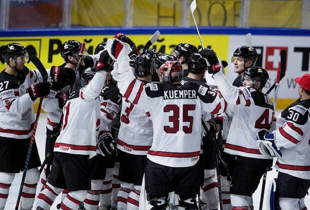 of Canada wins the IIHF World Championship WM Weltmeisterschaft quarterfinal Ice hockey Eishockey match between Russia and Canada in Royal Arena in Copenhagen, Denmark, Thursday, May 17, 2018.. , Copenhagen Denmark  Copyright: Scanpix LiselottexSabroex COP101 spdk20180517-185507-L