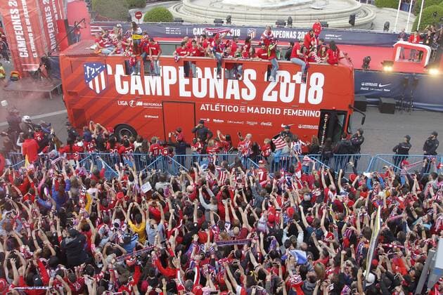 The Atletico de Madrid soccer team celebrate with the supporters the Europa League title in Neptuno square, in Madrid. (Photo: J. Luis Cuesta 261 Cordon Press). Cordon Press  xJosexL.xCuestax xx