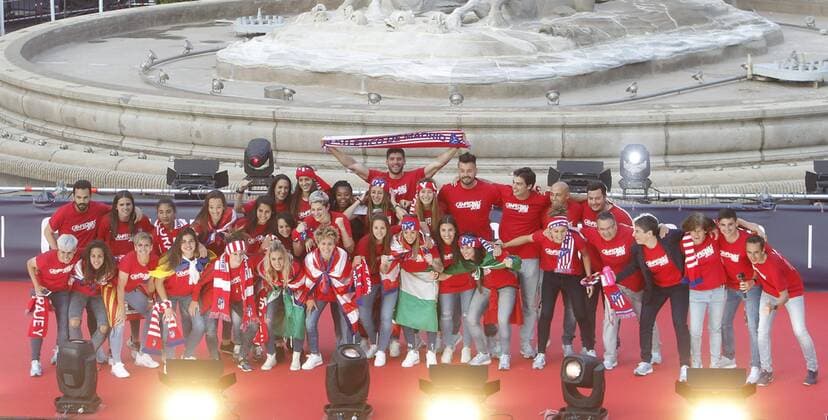 The Atletico de Madrid soccer team celebrate with the supporters the Europa League title in Neptuno square, in Madrid. (Photo: J. Luis Cuesta 261 Cordon Press). Cordon Press  xJosexL.xCuestax xx