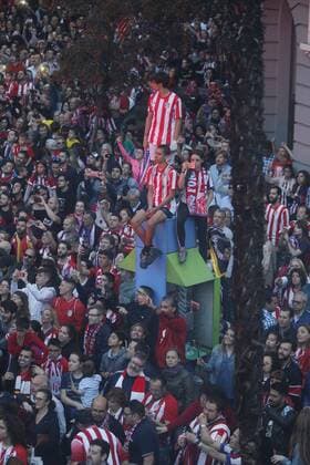 The Atletico de Madrid soccer team celebrate with the supporters the Europa League title in Neptuno square, in Madrid. (Photo: J. Luis Cuesta 261 Cordon Press). Cordon Press  xJosexL.xCuestax xx