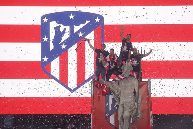 The Atletico de Madrid soccer team celebrate with the supporters the Europa League title in Neptuno square, in Madrid. (Photo: J. Luis Cuesta 261 Cordon Press). Cordon Press  xJosexL.xCuestax xx
