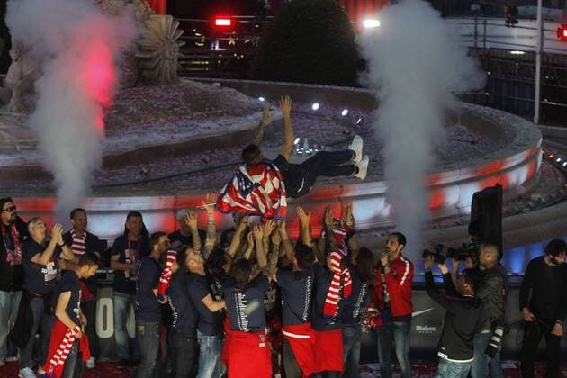 The Atletico de Madrid soccer team celebrate with the supporters the Europa League title in Neptuno square, in Madrid. (Photo: J. Luis Cuesta 261 Cordon Press). Cordon Press  xJosexL.xCuestax xx