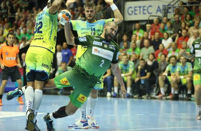 19 05 2018 xcsx Handball EHF Cup Final 4 SC Magdeburg Saint Raphael Var emporer Zeljko Musa SC Magdeburg Litter Magdeburg