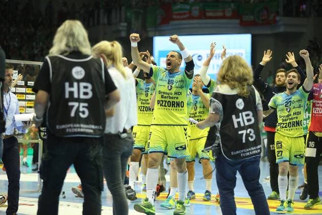 19 05 2018 xcsx Handball EHF Cup Final 4 SC Magdeburg Saint Raphael Var emspor v l Wissem Hmam Saint Raphael celebrates celebrating Magdeburg
