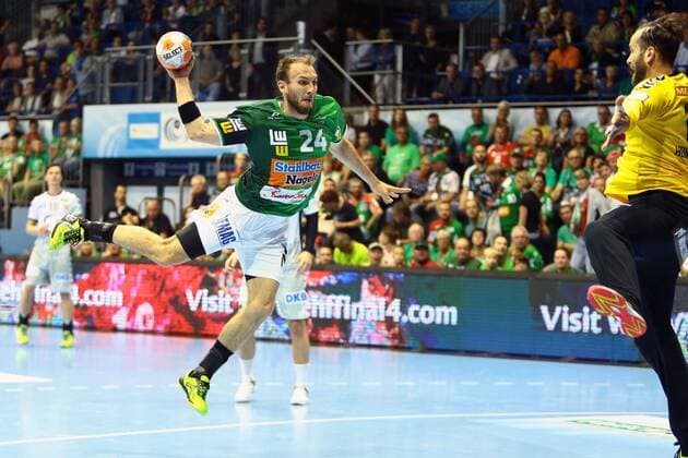 Fresh Goeppingen vs Fuechse Berlin Marcel Schiller Goeppingen 24 throws Goal scorer scored goal scores the goal against Silvio Heinevetter Berlin 12 Frisch Auf Goeppingen vs Fuechse Berlin Ottostadt Magdeburg EHF Cup Finals 2018 Season 2017 2018 19 05 2018 Magdeburg Copyright: xEibner-Pressefotox EP_taeger