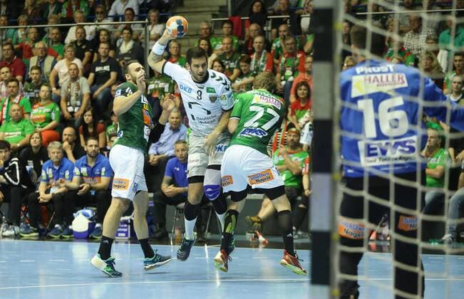 19 05 2018 xcsx Handball EHF Cup Final 4 Fresh on Goeppingen Fuechse Berlin emspor v l Tim Kneule Fresh On Göppingen Stipe Mandalinic Foxes Berlin Marco Rentschler Fresh On Göppingen Battle of the Ball Magdeburg