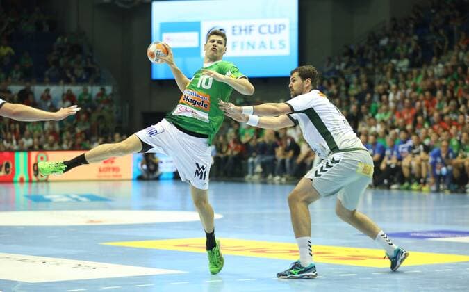 19 05 2018 xcsx Handball EHF Cup Final 4 Fresh on Goeppingen Fuechse Berlin emspor by Sebastian Heymann Fresh on Göppingen Jakob Gojun Füchse Berlin Battle of the Ball Magdeburg