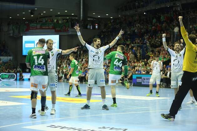 19 05 2018 xcsx Handball EHF Cup Final 4 Fresh on Goeppingen Fuechse Berlin emspor v l Berlin cheers for finals in Magdeburg