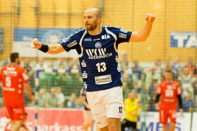 Torjubel Kristian Nippes 13 Bergischer HC Bergischer HC vs HBW Balingen Weilstetten Handball 2 Bundesliga 19 05 18 Solingen NRW Germany Klingenhalle Copyright: xcdnx