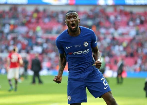Themen der Woche - SPORT KW20 Bilder des Tages - SPORT 19th May 2018, Wembley Stadium, London, England; FA Cup Final football, Chelsea versus Manchester United ManU Antonio Rudiger of Chelsea celebrates towards the photographers lens after the final whistle as they win 1-0  ActionPlus12027198 JohnxPatrickxFletcher