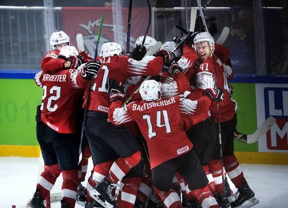 Switzerland wins the IIHF World Championship WM Weltmeisterschaft semi-final Ice hockey Eishockey match between Canada and Switzerland in Royal Arena in Copenhagen, Denmark, Saturday, May 19, 2018.. , Copenhagen Denmark  Copyright: Scanpix LiselottexSabroex COP102 spdk20180519-214723-L