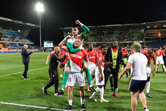 25 KAMIL GLIK (ASM) - 01 DANIJEL SUBASIC (ASM) - JOIE FOOTBALL : Troyes vs Monaco - Ligue 1 Conforama - 19 05 2018 FEP Panoramic 