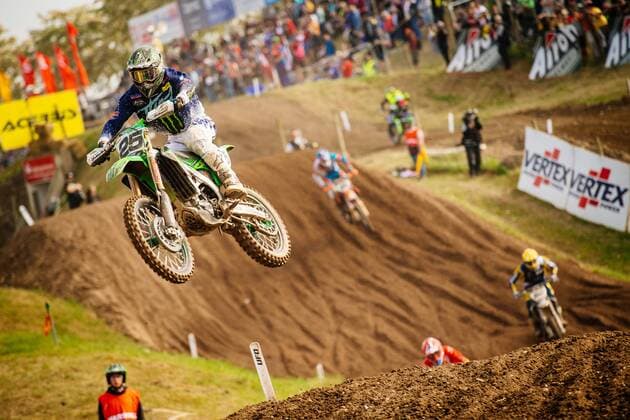 Themen der Woche - SPORT KW20 Bilder des Tages - SPORT Teutschenthal , 190518 , Motocross Weltmeisterschaft , Der Große Preis von Deutschland Im Bild: Clement Desalle ( Belgien Kawasaki ) in der MX1 *** Teutschenthal 190518 Motocross World Championship The Grand Prix of Germany Pictured Clement Desalle Belgium Kawasaki in the MX1