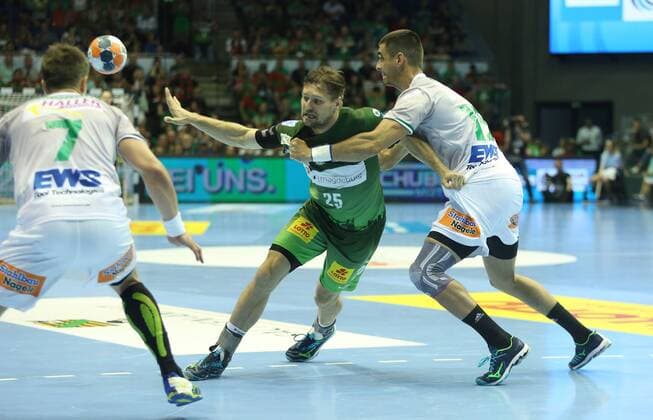 20 05 2018 xcsx Handball EHF Cup Final 4 Handball EHF Cup Final 4 Match 3 SC Magdeburg Fresh on Göppingen emspor v Marko Bezjak SC Magdeburg Battle for the ball Zarko Sesum Frisch On Göppingen Magdeburg