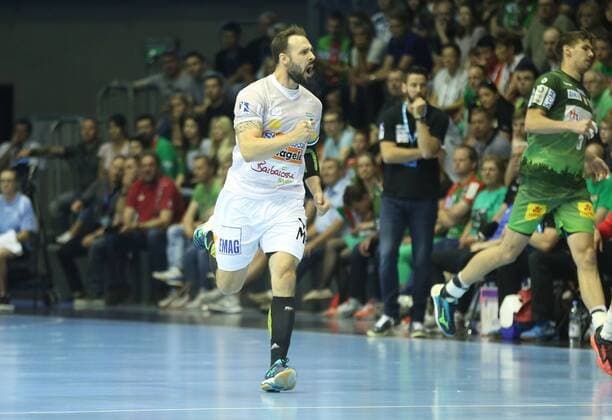 20 05 2018 xcsx Handball EHF Cup Final 4 Handball EHF Cup Final 4 Match 3 SC Magdeburg Fresh on Göppingen emspor v l Tim Kneule Frisch On Göppingen they cheered for a successful goal Magdeburg