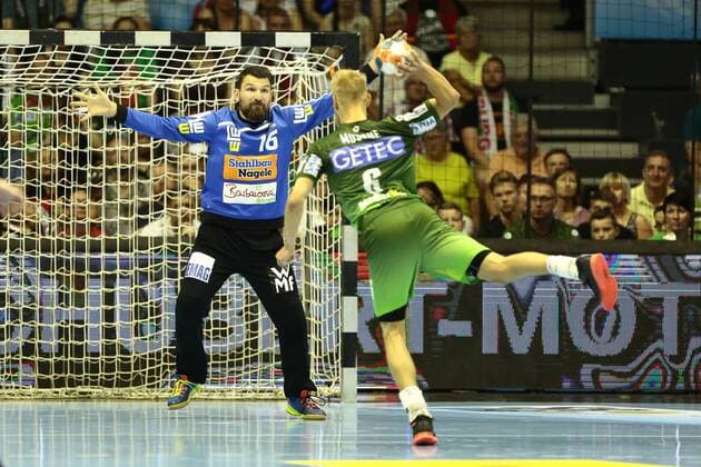 SC Magdeburg vs Frisch Auf Göppingen Matthias Musche Magdeburg 6 throws Goal scorer scored goal scores the goal against Primoz Prost Göppingen 16 SC Magdeburg vs Frisch Auf Göppingen Handball Ottostadt Magdeburg EHF Cup Finals 2018 Season 2017 2018 20 05 2018 Magdeburg Copyright: xEibner-Pressefotox EP_taeger
