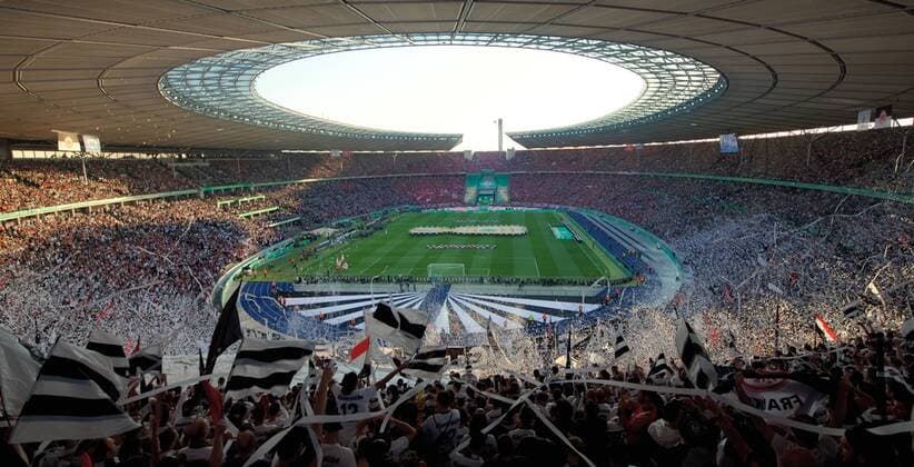 Soccer Berlin Olympic Stadium 19 05 2018 DFB Cup Final FC Bayern Muenchen geg Eintracht Frankfurt 1 3 FANBLOCK Total overview of the FANBLOCK Eintracht Frankfurt