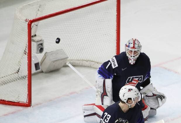 Ice hockey Eishockey - IIHF WC, USA vs CAN COPENHAGEN,DENMARK,20.MAY.18 - ICE HOCKEY - IIHF World Championships, match for third place, USA vs Canada. Image shows Keith Kinkaid (USA). GEPAxpictures xAndreasxPranter