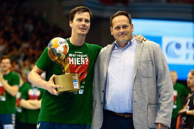 Saint Raphael Var vs Foxes Berlin Hans Lindberg Berlin 18 is honored as top scorer Final Saint Raphael Var vs Foxes Berlin Ottostadt Magdeburg EHF Cup Finals 2018 Season 2017 2018 20 05 2018 Magdeburg Copyright: xEibner-Pressefotox EP_taeger