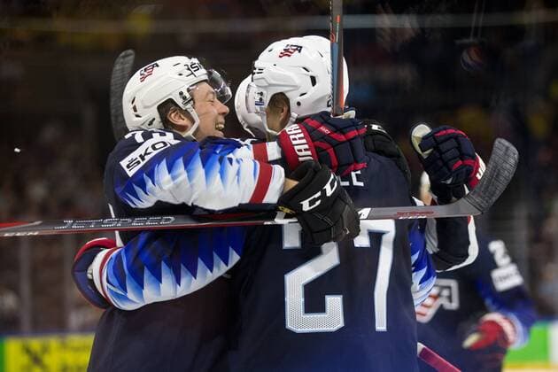 Eishockey WM, USA- Kanada Anders Lee 27, USA score 3-1 during their IIHF Ice hockey Eishockey World Championship WM Weltmeisterschaft 2018 USA - CAN match in Royal Arena 20. May 2018 in Copenhagen, Denmark.  Copyright: xTomixHänninenx tnp24SPO2054594331