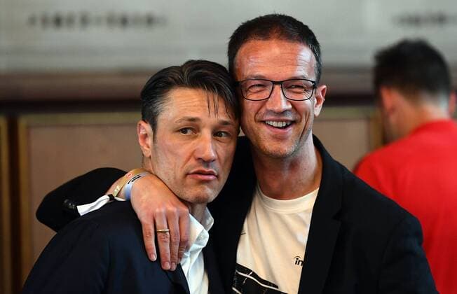 20 05 2018 xfux Football Eintracht Frankfurt Reception at the Roemer with the DFB Cup emspor v l Trainer Niko Kovac Eintracht Frankfurt Fredi Bobic Member of the Executive Board Eintracht Frankfurt Soccer AG Frankfurt am Main