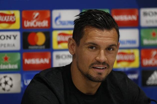 21st May 2018, Anfield, Liverpool, England; Liverpool open media day ahead of Champions League Final; Liverpool defender Dejan Lovren speaking to the media at Anfield during today s press conference PK Pressekonferenz ahead of this week s Champions League final in Kiev against Real Madrid  ActionPlus12028070 AlanxMartin