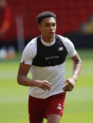 21st May 2018, Anfield, Liverpool, England; Liverpool open media day ahead of Champions League Final; Trent Alexander-Arnold of Liverpool during today s open training session at Anfield ahead of this week s Champions League final in Kiev against Real Madrid  ActionPlus12028083 AlanxMartin