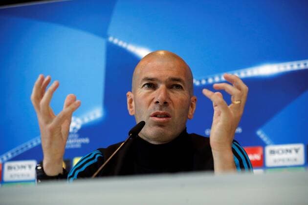 Real Madrid s head coach, French Zinedine Zidane, attends a press conference PK Pressekonferenz on the occasion of the Open Media Day ahead of the UEFA Champions League final, in Madrid, Spain, 22 May 2018. UEFA Champions League final between Real Madrid and Liverpool will be held at the NSC Olimpiyskiy Stadium in Kiev on 26 May 2018. Real Madrid Open Media Day !ACHTUNG: NUR REDAKTIONELLE NUTZUNG!  Copyright: xJuanxCarlosxHidalgox GRAF2680 20180522-636625836286597559