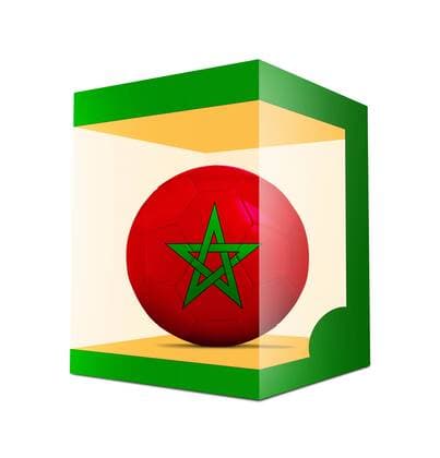 WM 2018, Grafik mit Landesfarben-Fußball der Teilnehmer Soccer balls with team flag from Morocco in transparent box on white background BOMBAERTxPatrick  xBELGAIMAGE-136195008x