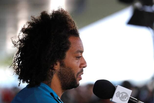 Real Madrid s Brazilian defender Marcelo addresses the media following a training session on the Open Media Day ahead of the UEFA Champions League final, in Madrid, Spain, 22 May 2018. UEFA Champions League final between Real Madrid and Liverpool will be held at the NSC Olimpiyskiy Stadium in Kiev on 26 May 2018. Real Madrid Open Media Day !ACHTUNG: NUR REDAKTIONELLE NUTZUNG!  Copyright: xJuanxCarlosxHidalgox GRAF3067 20180522-636625991892909298