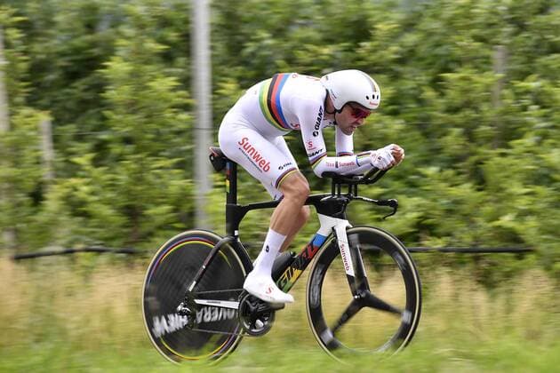Photo Fabio Ferrari - LaPresse May 22, 2018 Trento-Rovereto(Italy) Cycling Giro d Italia 2018 - 101th edition - stage 16 TRENTO - ROVERETO (ITT) In the pic: DUMOULIN Tom (NED) (TEAM SUNWEB) third place  Copyright: xFabioxFerrari LaPressex