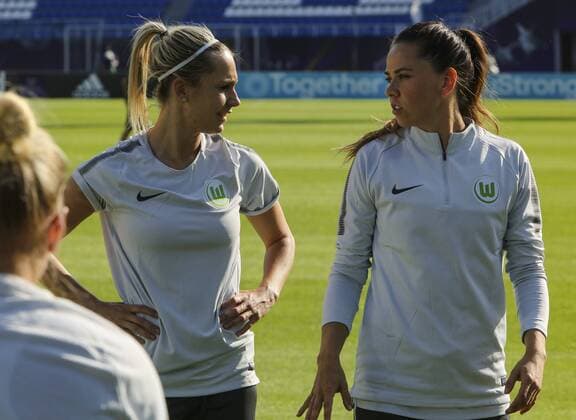 May 23, 2018 - Kiev, Ukraine - FC Wolfsburg players are seen during their rehersal for UEFA Women s Champions League Final at Valeriy Lobanovskyi Stadium in Kyiv, Ukraine, May 23, 2018 Wolfsburg Rehersal Before UWCL 2018 Final  - ZUMAn230 20180523_zaa_n230_812 Copyright: xSergiixKharchenkox