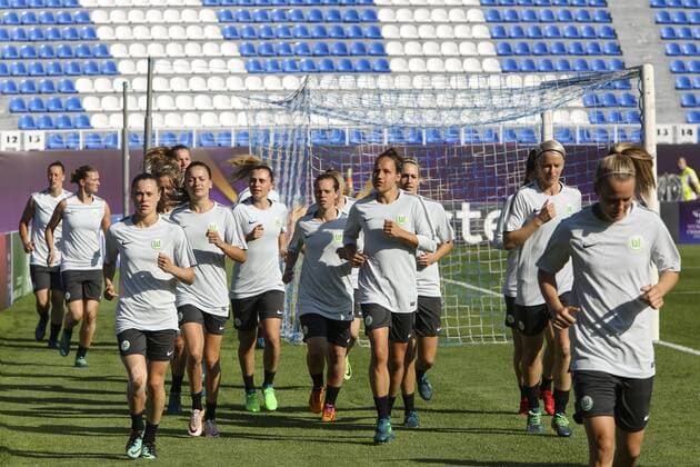 May 23, 2018 - Kiev, Ukraine - FC Wolfsburg players are seen during their rehersal for UEFA Women s Champions League Final at Valeriy Lobanovskyi Stadium in Kyiv, Ukraine, May 23, 2018 Wolfsburg Rehersal Before UWCL 2018 Final  - ZUMAn230 20180523_zaa_n230_821 Copyright: xSergiixKharchenkox