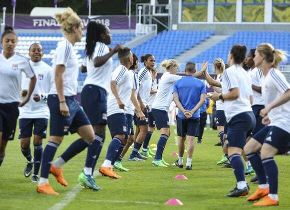 May 23, 2018 - Kiev, Ukraine - FC Olympique Lyonnais players are seen during their rehersal for UEFA Women s Champions League Final at Valeriy Lobanovskyi Stadium in Kyiv, Ukraine, May 23, 2018 FC Olympique Lyonnais rehearsal  - ZUMAn230 20180523_zaa_n230_1080 Copyright: xSergiixKharchenkox