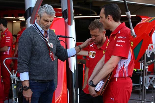 Maurizio Arrivabene Ferrari Team Principal Sebastian Vettel Scuderia Ferrari formula 1 GP Monaco 24 05 2018 Photo mspb Jean Pentin Maurizio Arrivaben Sebastian Vettel Formula 1 GP Monaco 2018