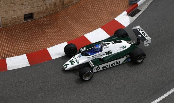 Motorsports: FIA Formula One World Championship WM Weltmeisterschaft 2018, Grand Prix of Monaco, Keke Rosberg (SWE) driving the 1982 Williams FW08 and his son Nico Rosberg (GER) driving the 2016 Mercedes F1 W07 Monte Carlo Monaco