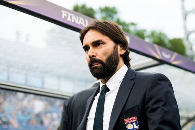180524 Reynald Pedros head coach of Lyon ahead of the UEFA Womens Champions League final between VfL Wolfsburg and Olympique Lyonnais on May 24 2018 in Kyiv Photo Vegard Wivestad Grott BILDBYRAN Code VG 170174  Copyright: VEGARDxWIVESTADxGRoTT BB180524BB028