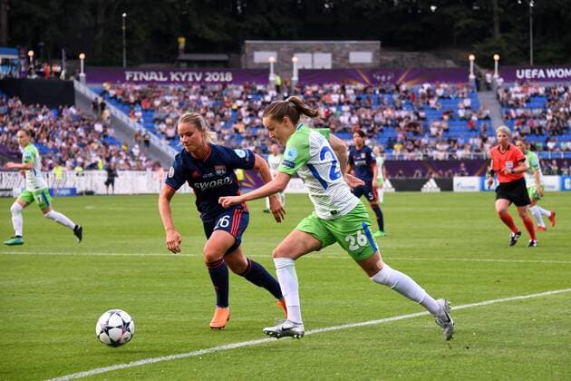 26 AMANDINE HENRY (OL) - 26 CAROLINE GRAHAM HANSEN (WOL) FOOTBALL FEMININ : Wolfsburg vs Lyon - Ligue des Champions - Finale - 24 05 2018 AnthonyBIBARD FEP Panoramic 