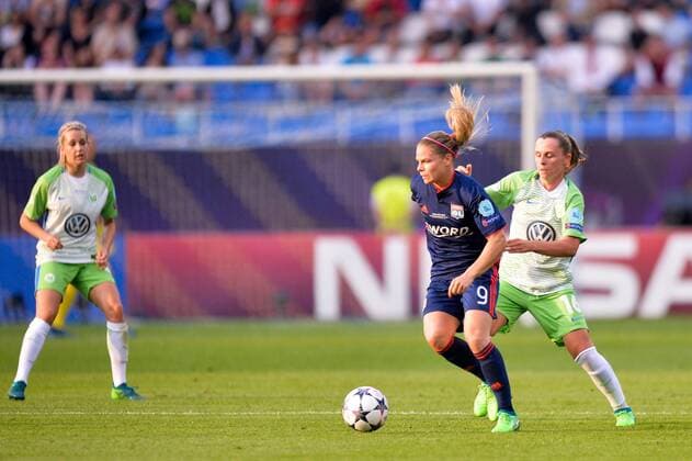 09 EUGENIE LE SOMMER (OL) - 16 NOELLE MARITZ (WOL) FOOTBALL FEMININ : Wolfsburg vs Lyon - Ligue des Champions - Finale - 24 05 2018 AnthonyBIBARD FEP Panoramic 