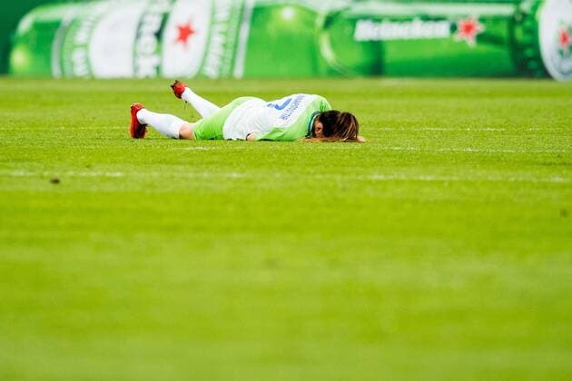 180524 Sara Björk Gunnarsdottir of Wolfsburg with an injury during the UEFA Womens Champions League final between VfL Wolfsburg and Olympique Lyonnais on May 24, 2018 in Kyiv Photo Vegard Wivestad Grott BILDBYRAN Code VG 170174  Copyright: VEGARDxWIVESTADxGRoTT BB180524BB051