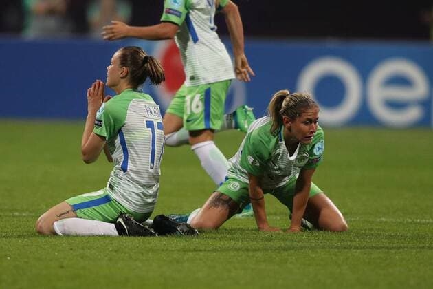 WOMEN SOCCER - UEFA Women CL, Wolfsburg vs Lyon KIEV,UKRAINE,24.MAY.18 - WOMEN SOCCER - UEFA Women Champions League, final, VfL Wolfsburg vs Olympique Lyon. Image shows the rejoicing of Ewa Pajor (Wolfsburg). GEPAxpictures xMaticxKlansek