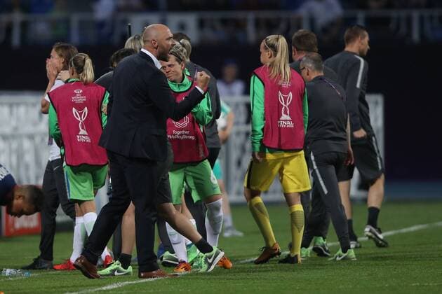 WOMEN SOCCER - UEFA Women CL, Wolfsburg vs Lyon KIEV,UKRAINE,24.MAY.18 - WOMEN SOCCER - UEFA Women Champions League, final, VfL Wolfsburg vs Olympique Lyon. Image shows head coach Stephan Lerch (Wolfsburg). GEPAxpictures xMaticxKlansek